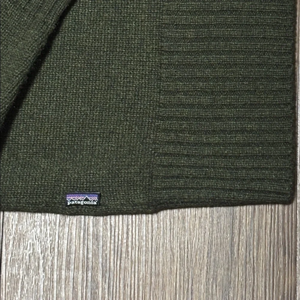 Patagonia Olive Green Half Zip Sweater Elbow Patch Mens M Pullover